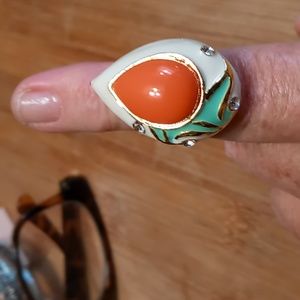 NWOT Coral and turquoise colored fashion ring